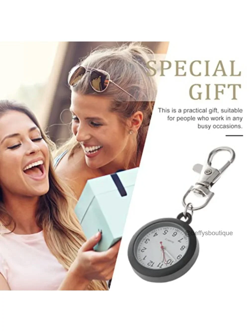 Clip On Pocket Watch for Nurses Women Men Badge Watch Analog Quartz Stainless